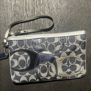 Coach Navy and Cream Signature Wristlet